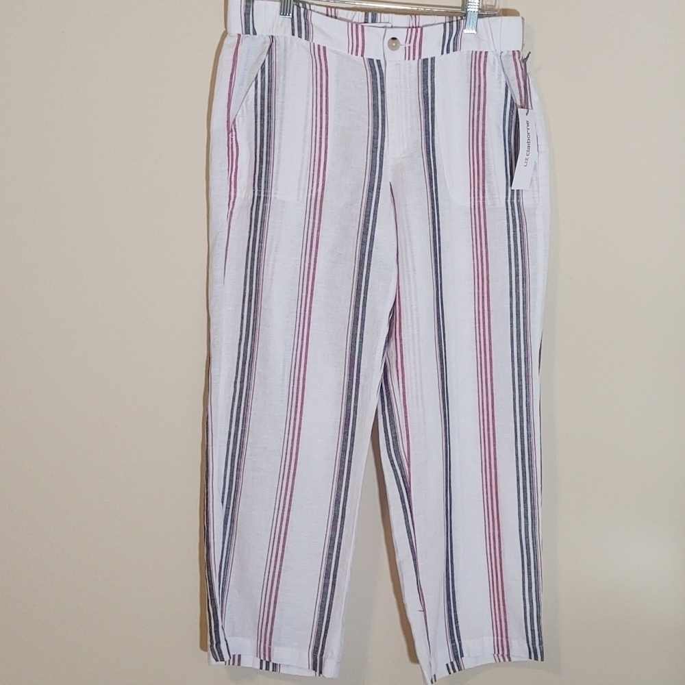 Liz Claiborne Linen White Stripe Pants NWT